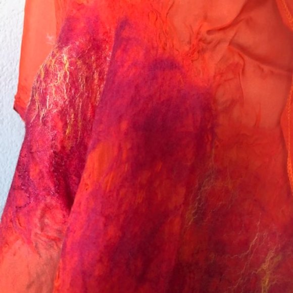 Christa Louise Handmade Silk Wool "Puerta Vallarta" Scarf/Wrap Scarf Wrap 75"L - Picture 4 of 9